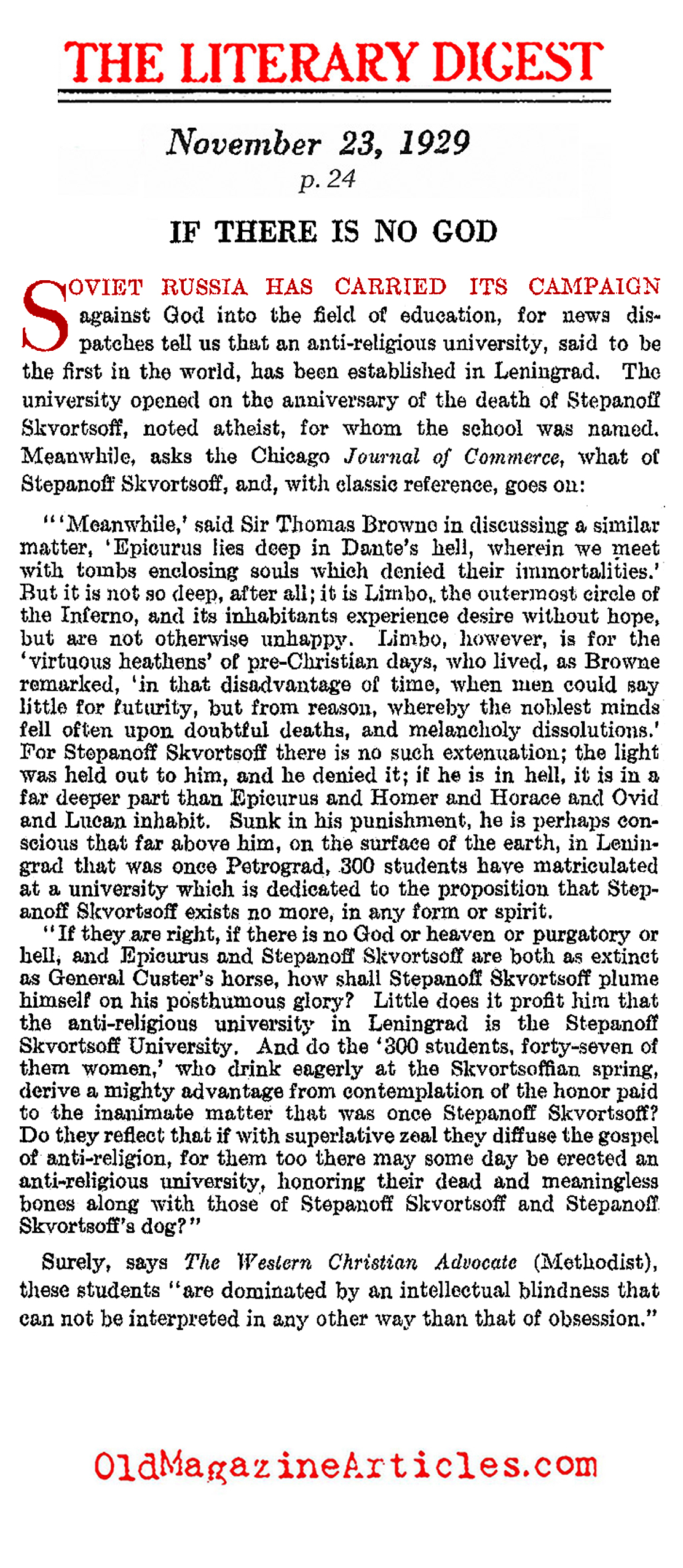 The First Atheist Government (The Commonweal, 1930)